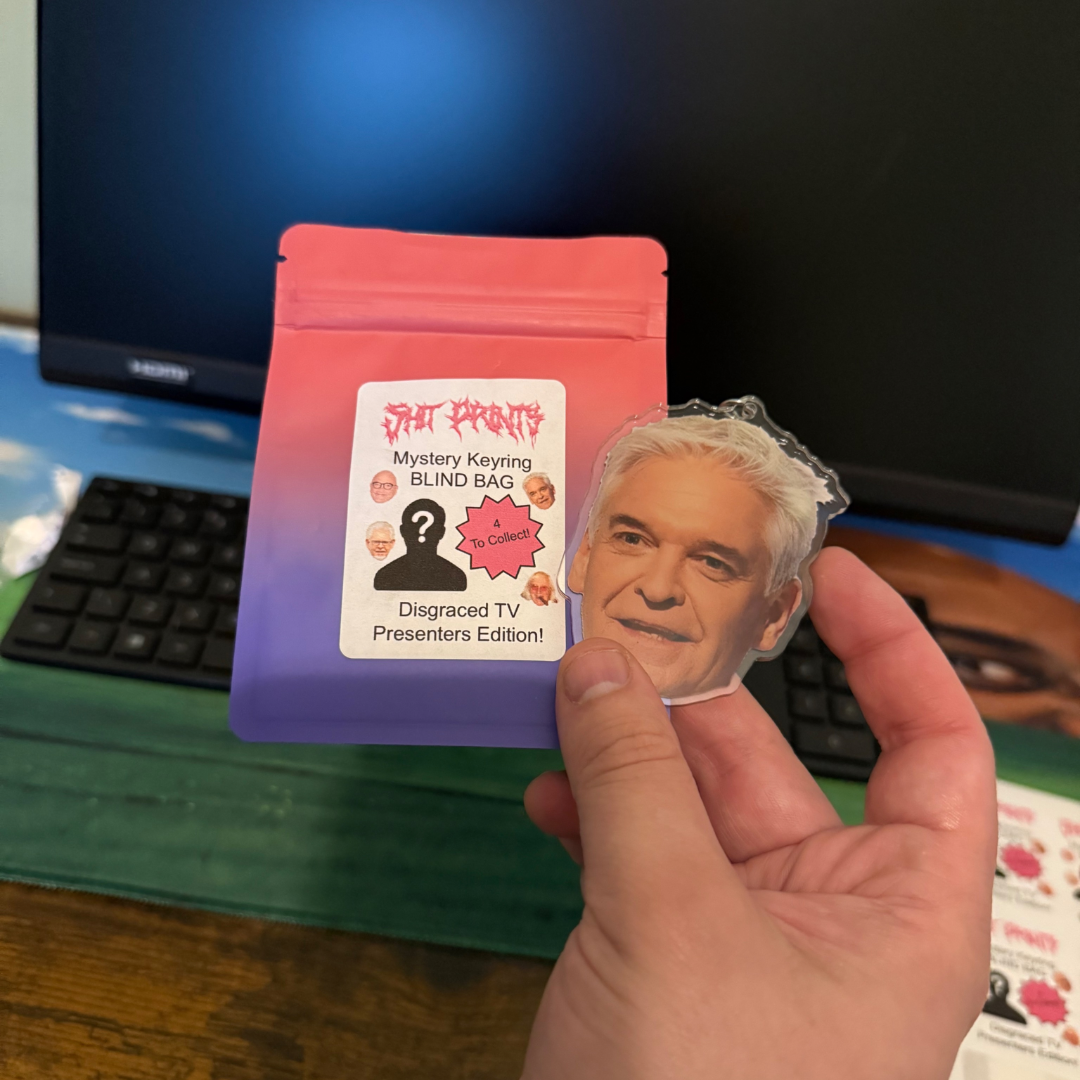 disgraced tv presenters keyring blind bag
